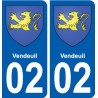 02 Vendeuil ville autocollant plaque sticker
