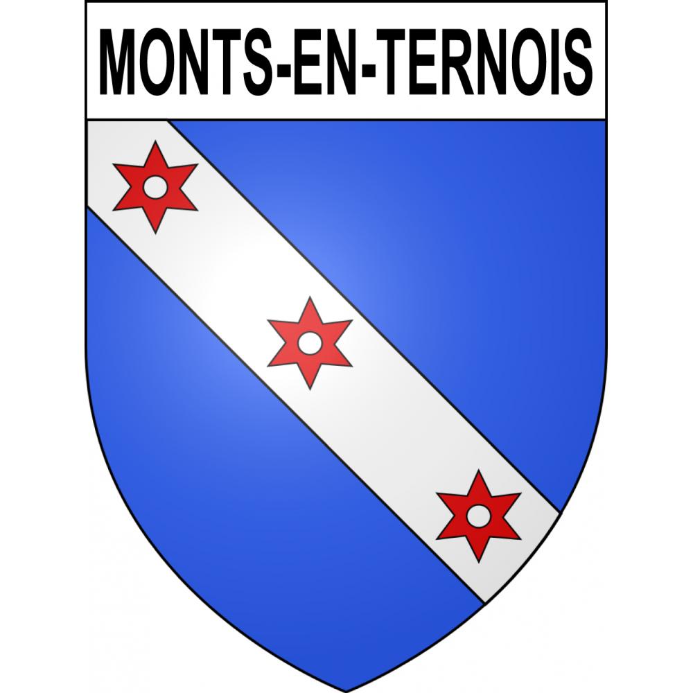 Pegatinas escudo de armas de Monts-en-Ternois adhesivo de la etiqueta engomada