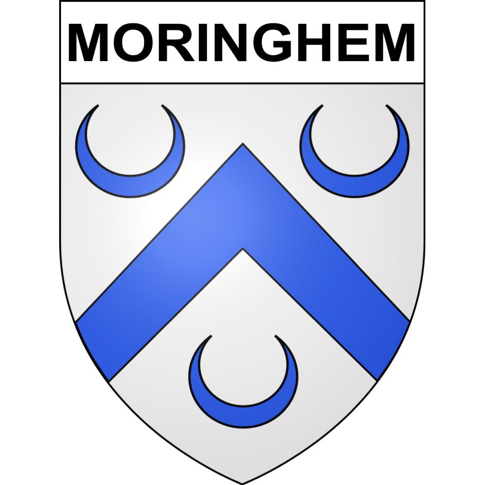 Pegatinas escudo de armas de Moringhem adhesivo de la etiqueta engomada