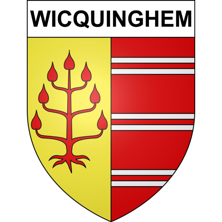 Pegatinas escudo de armas de Wicquinghem adhesivo de la etiqueta engomada