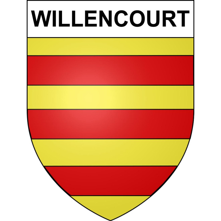 Pegatinas escudo de armas de Willencourt adhesivo de la etiqueta engomada