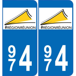 974 La Réunion logo autocollant plaque immatriculation auto ville sticker 963