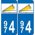 974 La Réunion logo autocollant plaque immatriculation auto ville sticker 963