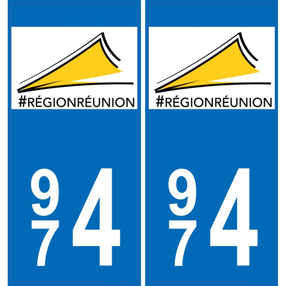 974 La Réunion logo autocollant plaque immatriculation auto ville sticker 963