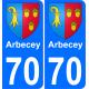 70 Arbecey autocollant plaque immatriculation auto ville blason sticker 362