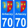 70 Arbecey autocollant plaque immatriculation auto ville blason sticker 362