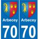 70 Arbecey autocollant plaque immatriculation auto ville blason sticker 362