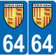 64 Febus Aban Foix Bearn autocollant plaque immatriculation auto ville sticker987