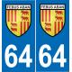 64 Febus Aban Foix Bearn autocollant plaque immatriculation auto ville sticker987