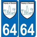 64 Febus Toquey blason autocollant plaque immatriculation auto ville sticker6443