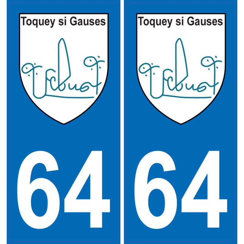 64 Febus Toquey blason autocollant plaque immatriculation auto ville sticker6443