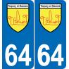64 Febus Toquey blason autocollant plaque immatriculation auto ville sticker6444