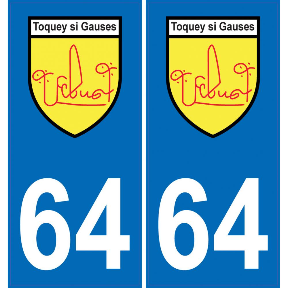 64 Febus Toquey blason autocollant plaque immatriculation auto ville sticker6444