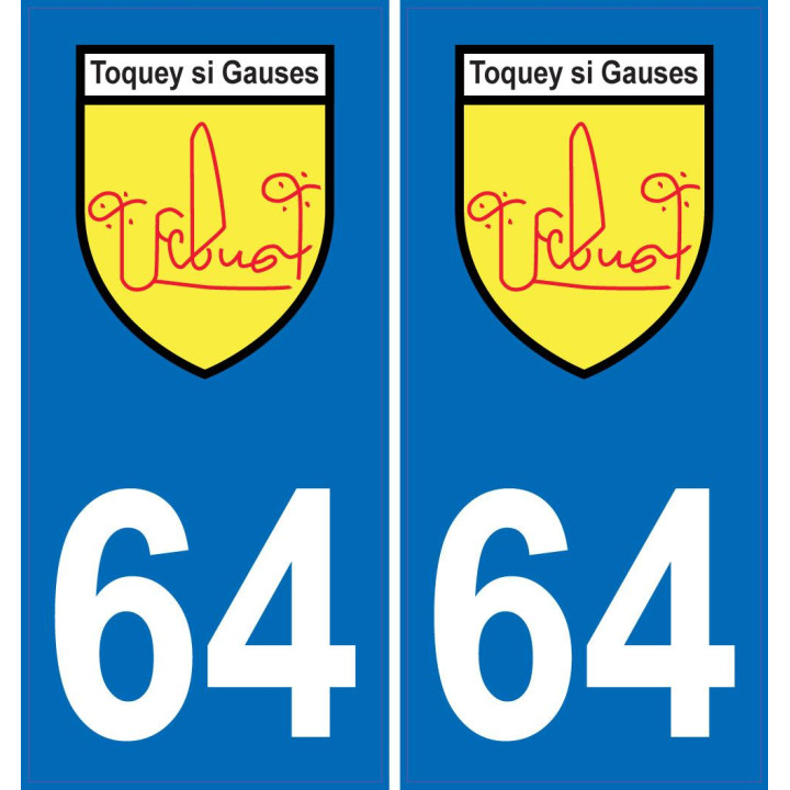 64 Febus Toquey blason autocollant plaque immatriculation auto ville sticker6444