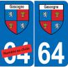 Gascogne blason plaque immatriculation auto choix sticker V23