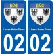 02 Liesse-Notre-Dame ville autocollant plaque sticker