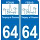 64 Pau logo sticker plate registration city