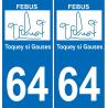 Febus Toquey Si Gauses logo autocollant plaque immatriculation auto ville sticker 6442