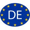 Allemagne Deutschland Germany DE vignette pays autocollant drapeau EU Europe ovale code pays sticker logo4