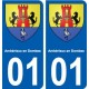 01 Ambérieux-en-Dombes ville autocollant plaque sticker