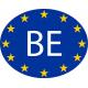 Belgique Belgium BE vignette pays autocollant drapeau EU Europe ovale code pays voiture auto sticker logo1