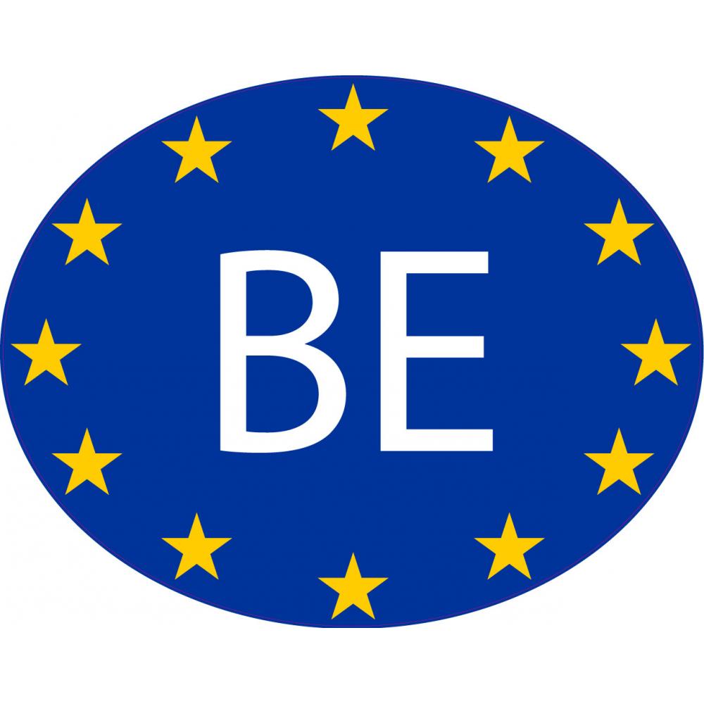Belgique Belgium BE vignette pays autocollant drapeau EU Europe ovale code pays voiture auto sticker logo1