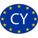 Chypre Cyprus CY vignette pays autocollant drapeau EU Europe ovale code pays voiture auto sticker logo13