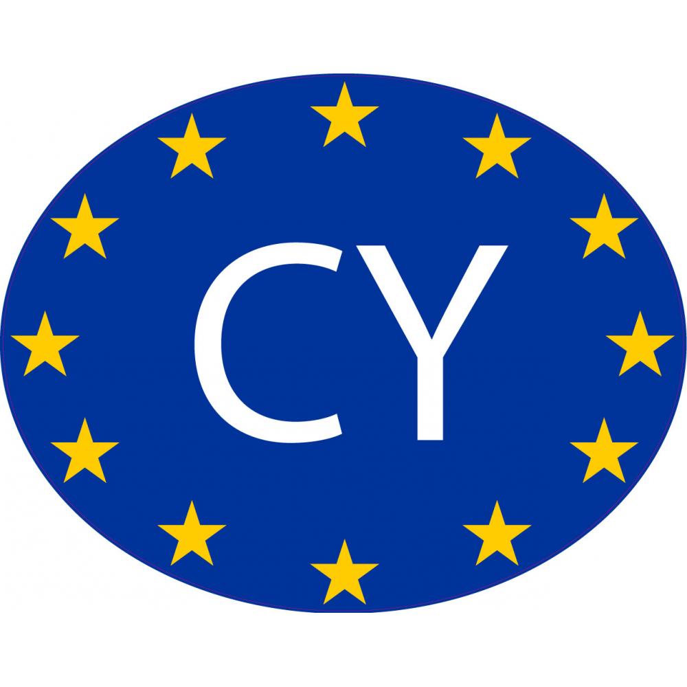 Chypre Cyprus CY vignette pays autocollant drapeau EU Europe ovale code pays voiture auto sticker logo13