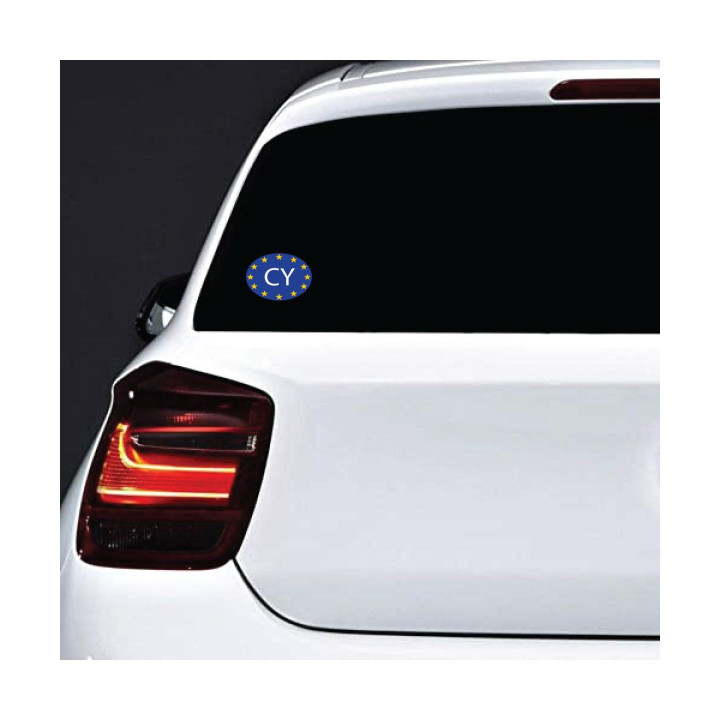 Chypre Cyprus CY vignette pays autocollant drapeau EU Europe ovale code pays voiture auto sticker logo13