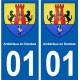 01 Ambérieux-en-Dombes ville autocollant plaque sticker