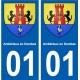 01 Ambérieux-en-Dombes ville autocollant plaque sticker