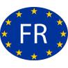 France FR vignette pays autocollant drapeau EU Europe ovale code pays voiture auto sticker logo10