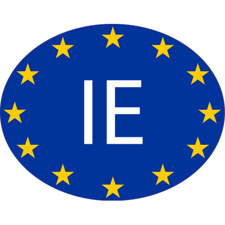 Irlande Ireland Éire IE vignette pays autocollant drapeau EU Europe ovale code pays voiture auto sticker logo7