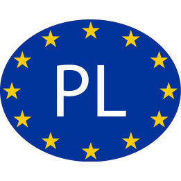 Pologne Polska Poland PL vignette pays autocollant drapeau EU Europe ovale code pays voiture auto sticker logo21