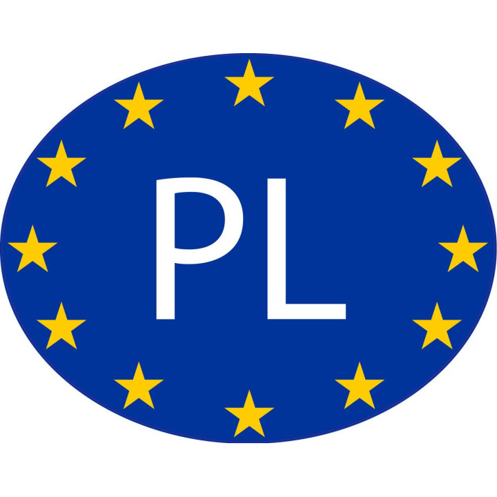 Pologne Polska Poland PL vignette pays autocollant drapeau EU Europe ovale code pays voiture auto sticker logo21