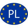 Pologne Polska Poland PL vignette pays autocollant drapeau EU Europe ovale code pays voiture auto sticker logo21