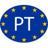 Portugal Portuguesa PT vignette pays autocollant drapeau EU Europe ovale code pays voiture auto sticker logo22