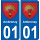 01 Ambronay ville autocollant plaque sticker