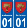 01 Ambronay ville autocollant plaque sticker