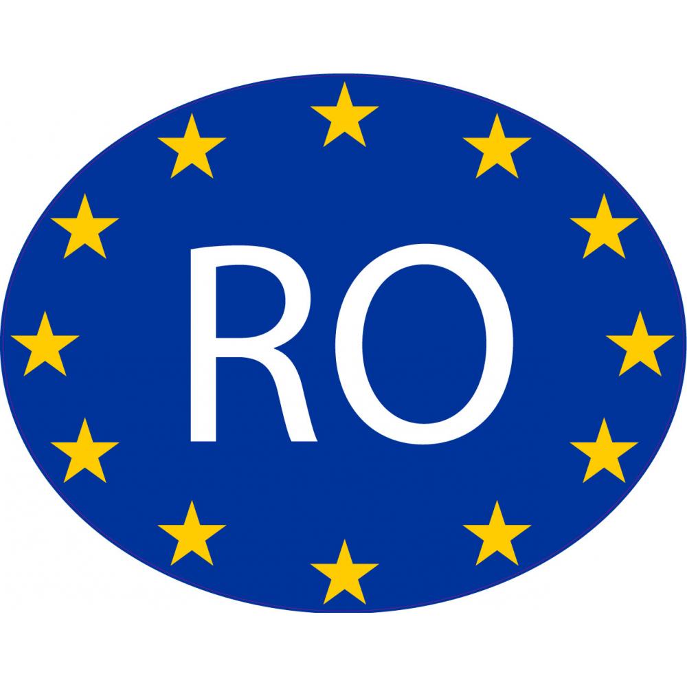 Roumanie România Romania RO vignette pays autocollant drapeau EU Europe ovale code pays voiture auto sticker logo23