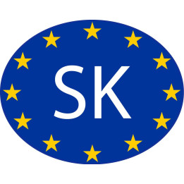 Slovaquie Slovenská Solvakia SK vignette pays autocollant drapeau EU Europe ovale code pays voiture auto sticker logo25