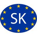 Slovaquie Slovenská Solvakia SK vignette pays autocollant drapeau EU Europe ovale code pays voiture auto sticker logo25