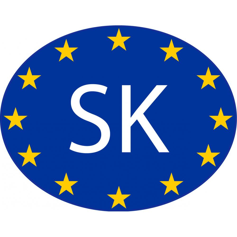 Slovaquie Slovenská Solvakia SK vignette pays autocollant drapeau EU Europe ovale code pays voiture auto sticker logo25