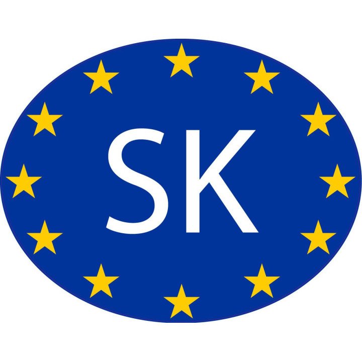 Slovaquie Slovenská Solvakia SK vignette pays autocollant drapeau EU Europe ovale code pays voiture auto sticker logo25