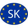 Slovaquie Slovenská Solvakia SK vignette pays autocollant drapeau EU Europe ovale code pays voiture auto sticker logo25