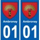 01 Ambronay ville autocollant plaque sticker