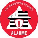 Alarme sécurité maison bretonne drapeau maison sécurisée autocollant adhésif sticker logo65