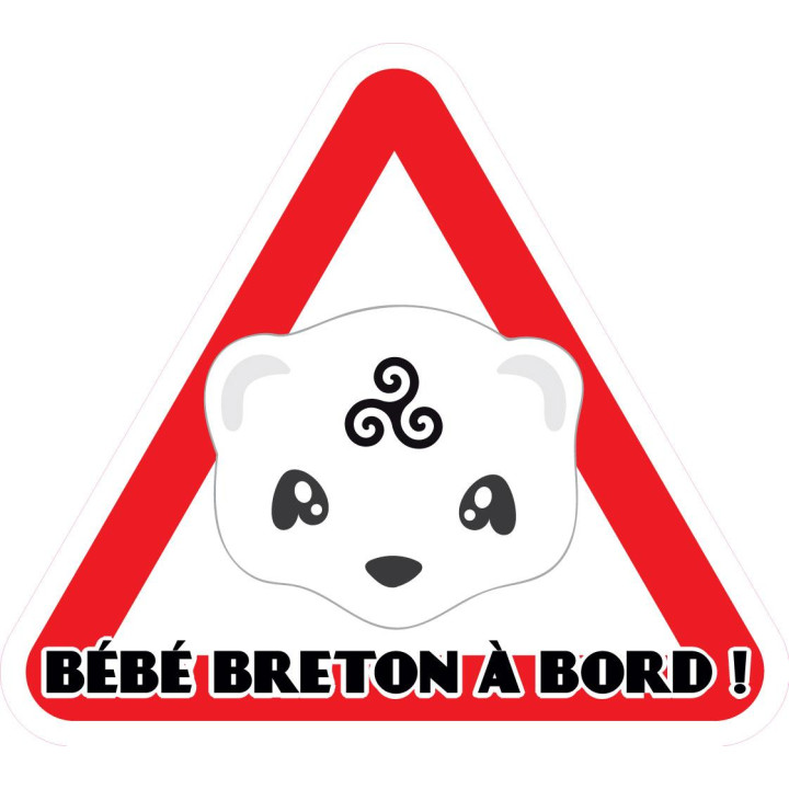 Bébé à bord Bretagne Hermine triskèle breton auto voiture autocollant adhésif sticker logo54