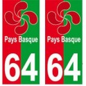 64 Lauburu croix basque fond rouge vert autocollant plaque