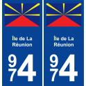 974 Île de La Réunion autocollant plaque département sticker auto voiture immatriculation région logo 4
